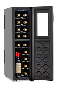 18-bottle dual zone wine cooler with upright bottle storage
