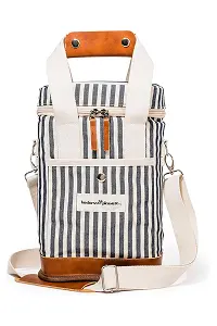 Business & Pleasure Co. - Wine Cooler Tote Bag - Laurens Navy Stripe