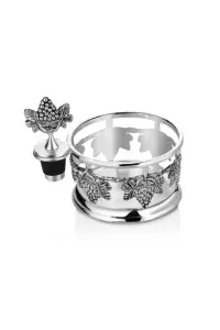 Silver-plated bottle stoppers with grape motif