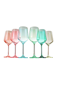 The Wine Savant Colored Crystal Wine Glass Set of 6