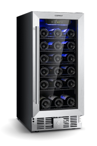 COSTWAY Refrigerator, 30 Bottles Stainless Steel Cellar, Built-in & Freestanding