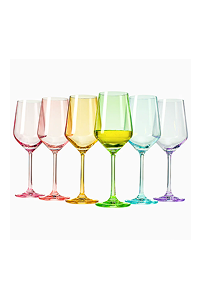 The Wine Savant Colored Crystal Wine Glass Set of 6