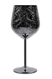Black Halloween Wine Glasses - Set of 2