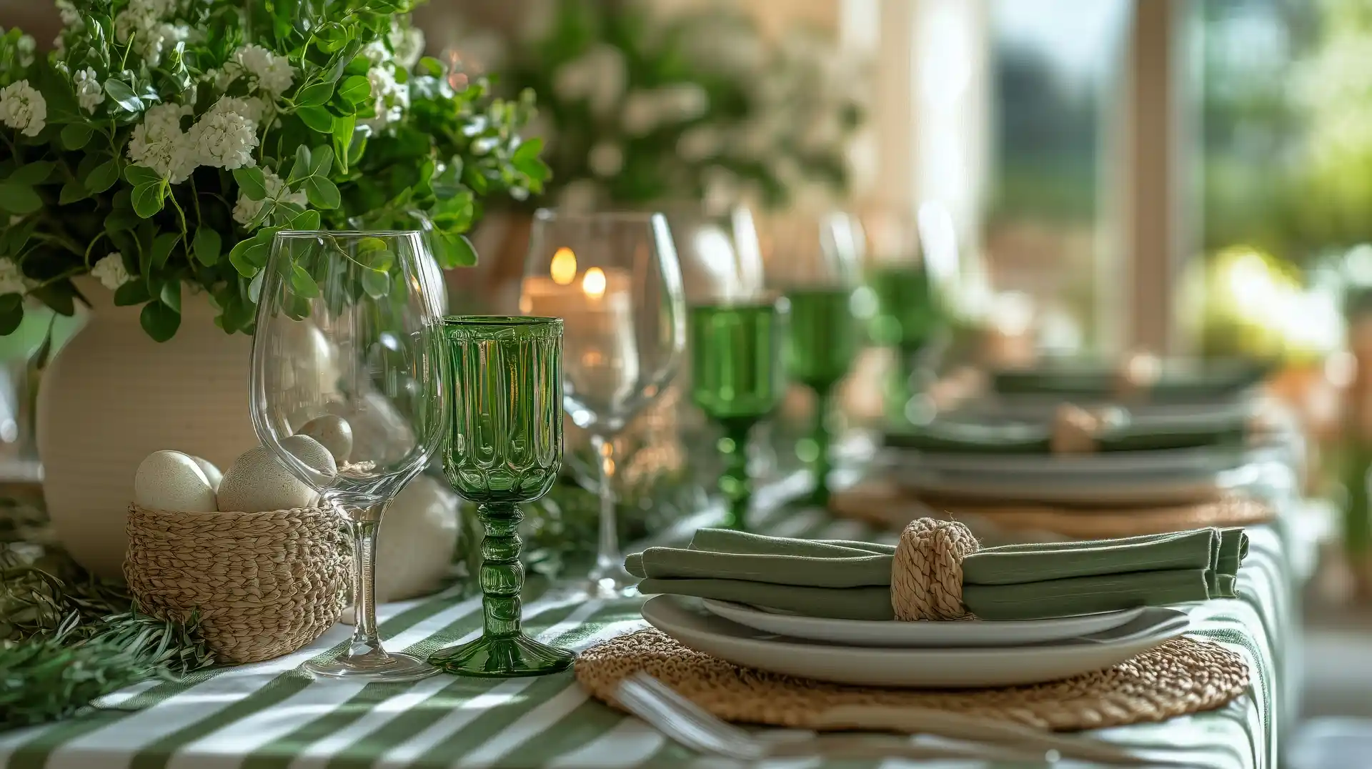 Easter wine glasses on table