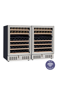 Wine Enthusiast Latitude Double S 24” Smart WiFi Undercounter Dual Zone Wine Cellar - Stainless Steel Door