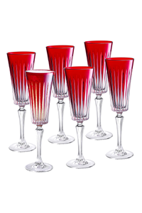 Barski Colored Champagne Flute Glasses, Set of 6