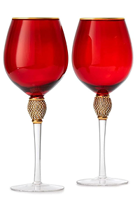 The Wine Savant - Large Red Diamond Wine Glasses