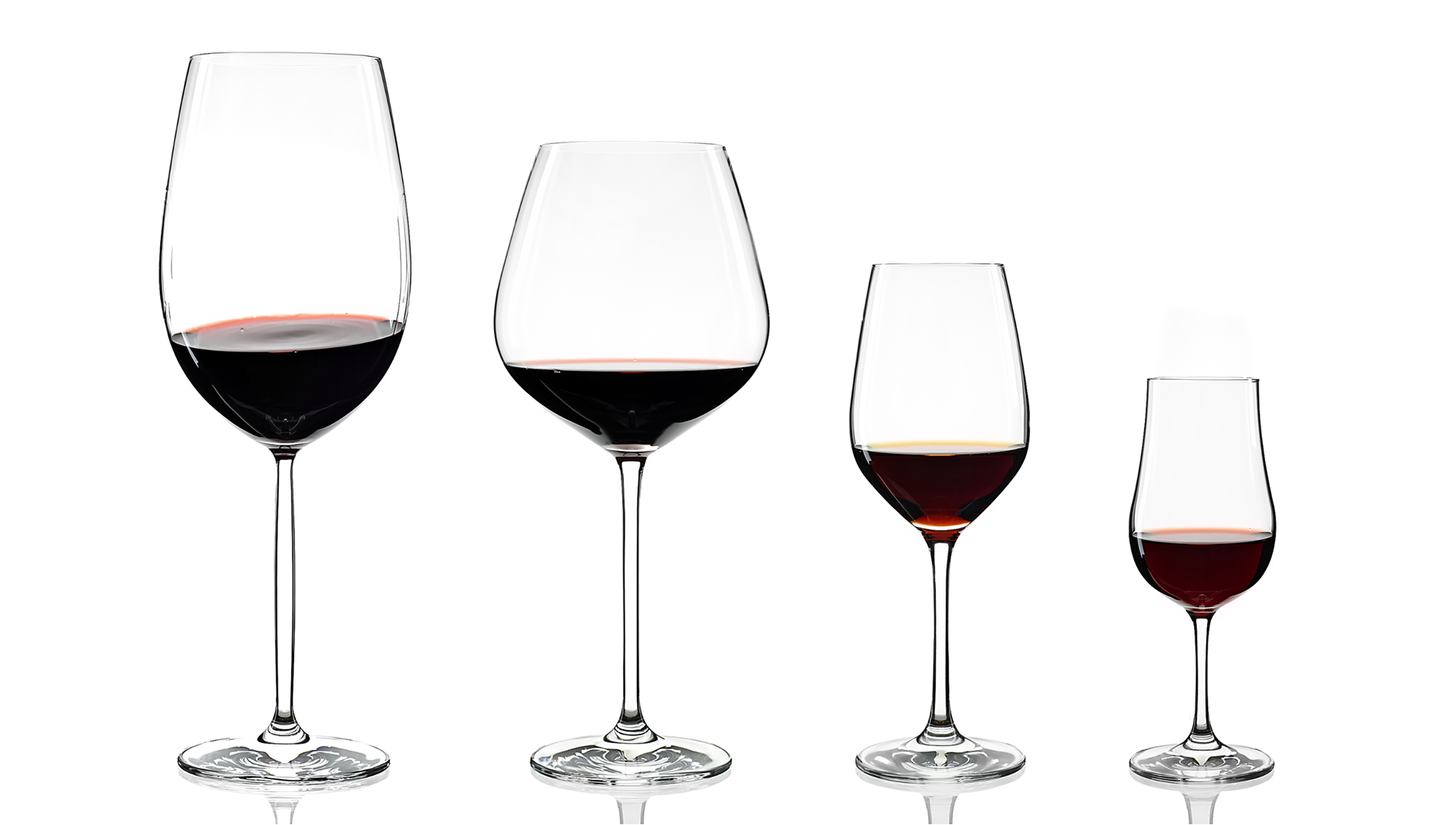 Different Shaped red wine glasses