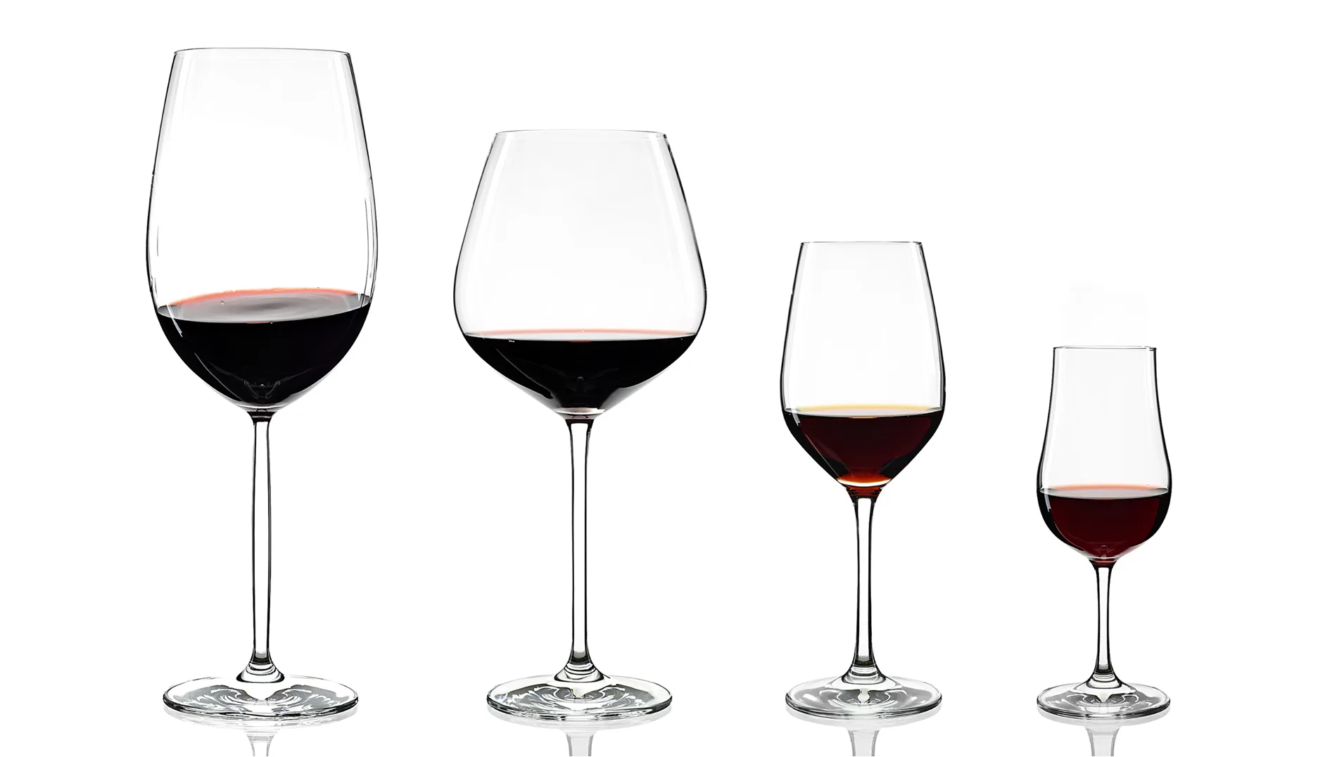 Different Shaped red wine glasses