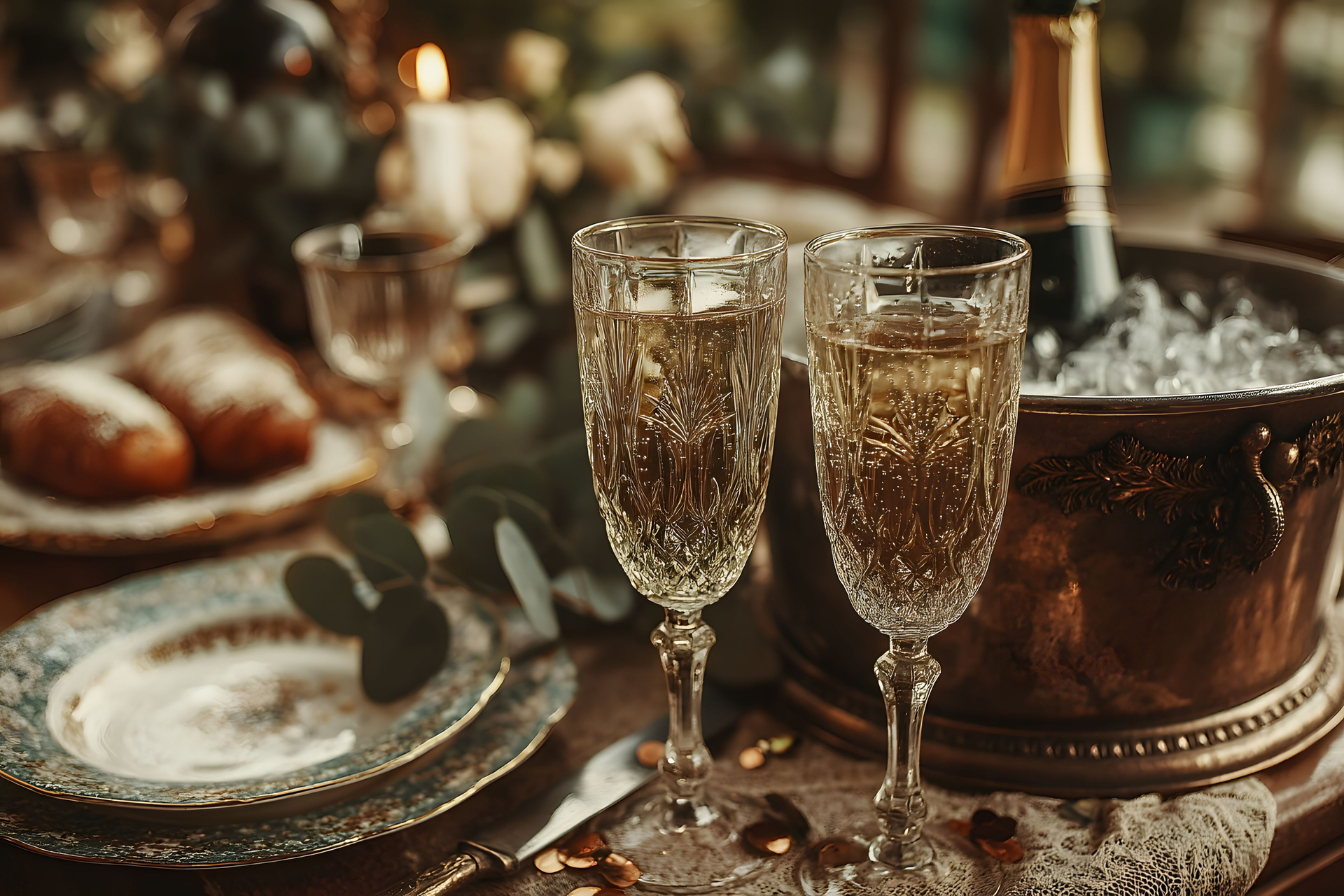 vintage Champagne flutes