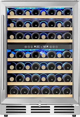 EUHOMY 24 Inch Wine Cooler Refrigerator 54 Bottle-Dual Zone