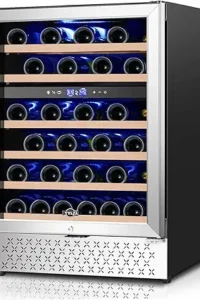 Tylza 24 Inch Dual Zone Wine Cooler Refrigerator, 46 Bottle Built-in or Freestanding
