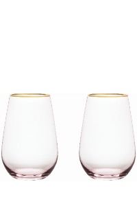 Rose Crystal Stemless Wine Glasses, Set of 2
