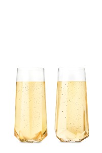 Viski Seneca Faceted Crystal Stemless Champagne Flutes, Set of 2