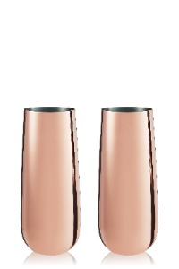 Viski Stainless Steel Stemless Champagne Flutes in Copper, Set of 2