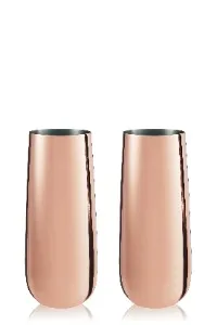 Viski Stainless Steel Stemless Champagne Flutes in Copper, Set of 2