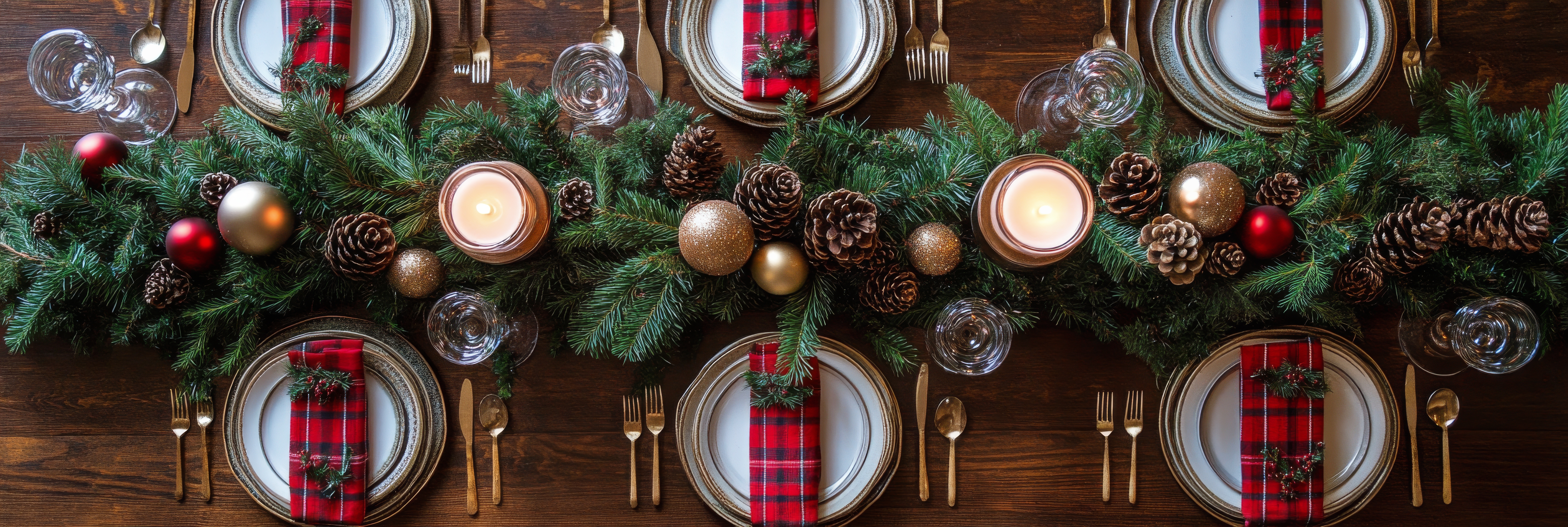 Christmas table setting ideas with glasses