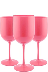 FOX & GRAPES – pink plastic wine glasses, Set of 20